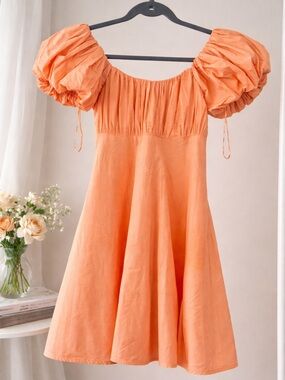 Abercrombie & Fitch Puff Sleeve Peach-Orange Girls' Dress